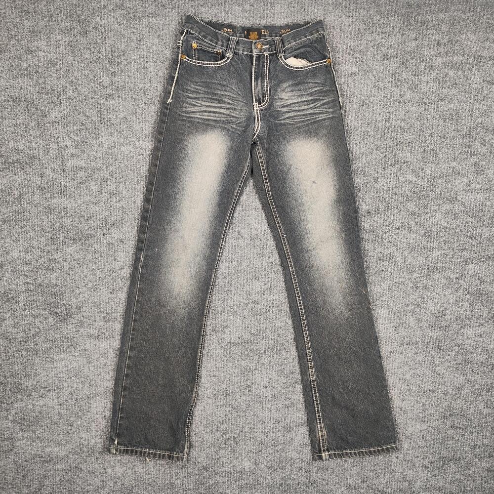 Makaveli Branded Jeans Youth 28x30 Gray Medium Wash Slim Straight Denim Pants